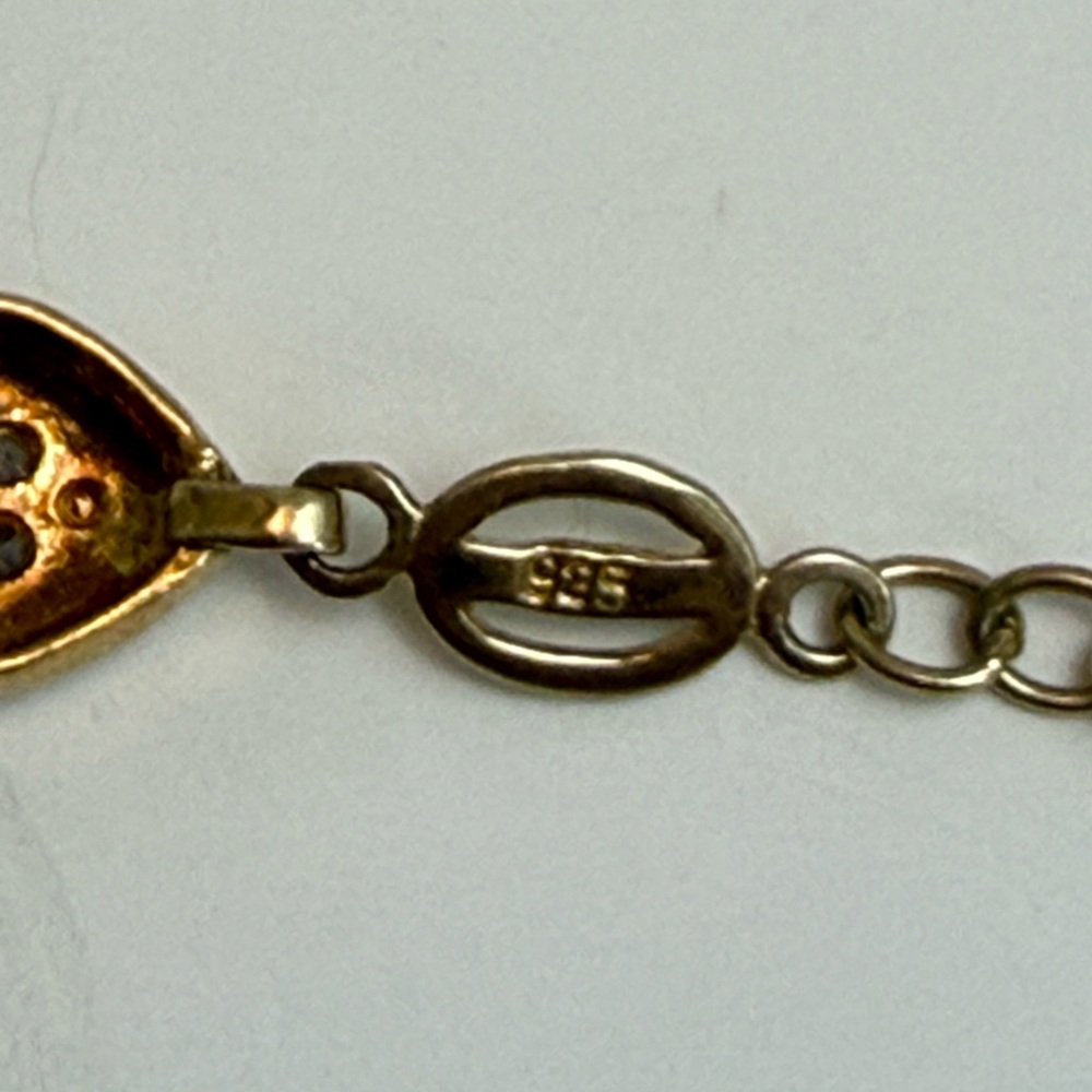 Womens 18K Yellow Gold Over Sterling Silver Diamond Hearts 7.5 Inch Bracelet - Picture 4 of 7